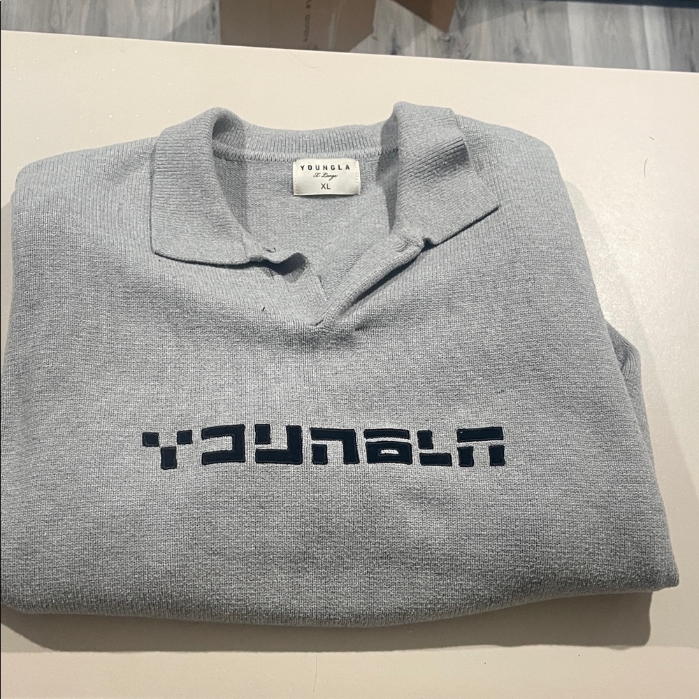 YoungLA Light Gray V-Neck Sweater